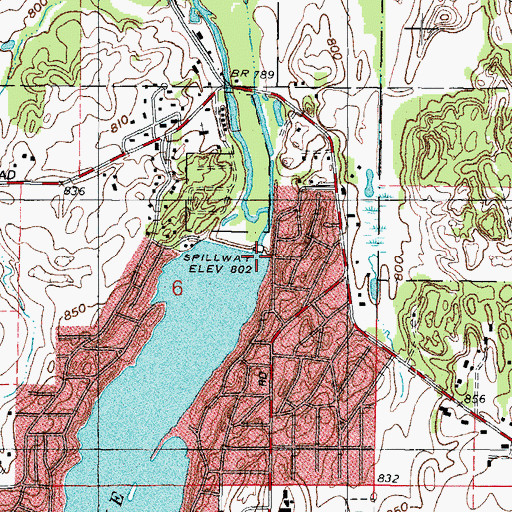 Topographic Map of Wonder Lake Dam, IL