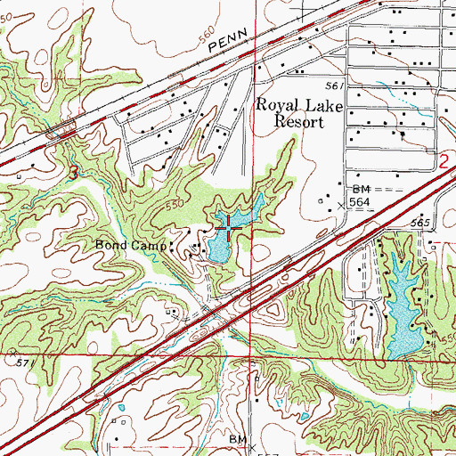 Topographic Map of Bond Christian Camp Lake, IL