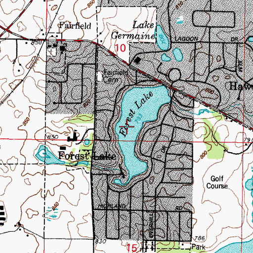 Topographic Map of Forest Lake Dam, IL