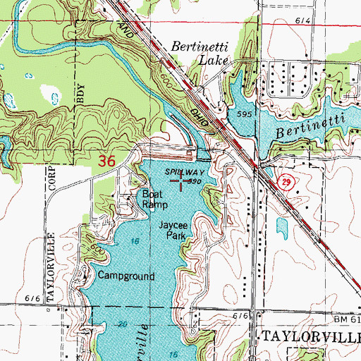 Topographic Map of Lake Taylorville Dam, IL