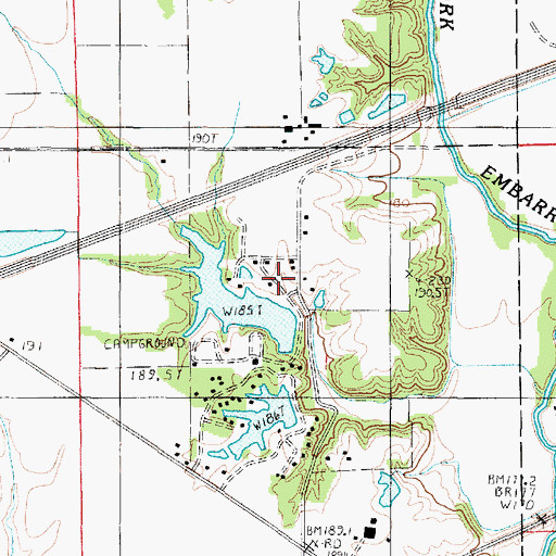 Topographic Map of Snake Trail Campground Lake Dam, IL