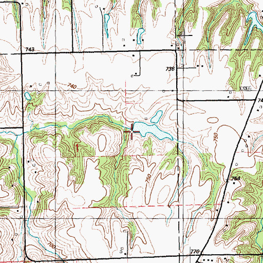 Topographic Map of Turkey Hollow Dam, IL