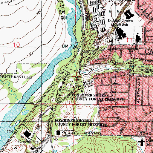 Topographic Map of Lake Marian Dam, IL