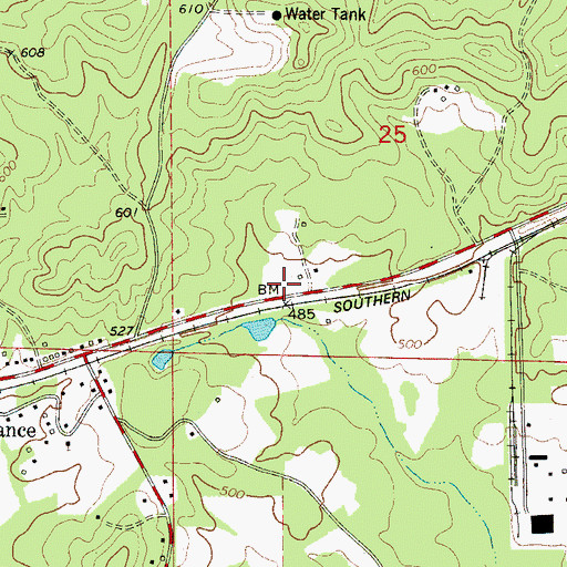 Topographic Map of Vance Post Office, AL