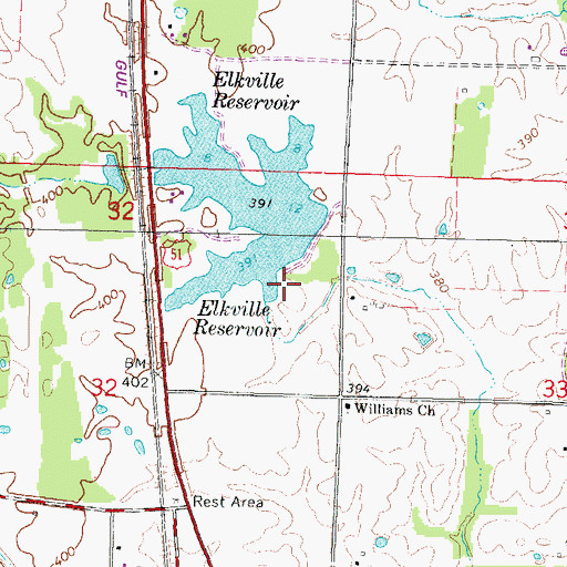 Topographic Map of Elkville Country Club Reservoir, IL