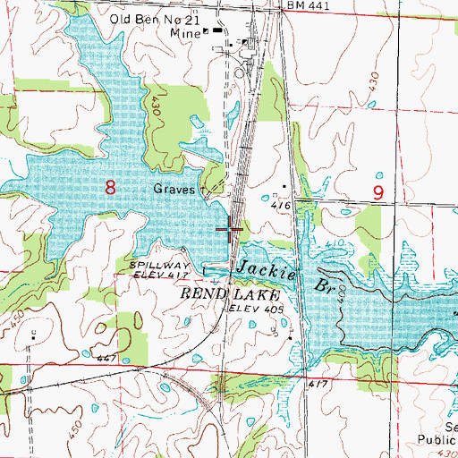 Topographic Map of Mine Number 21 Dam, IL