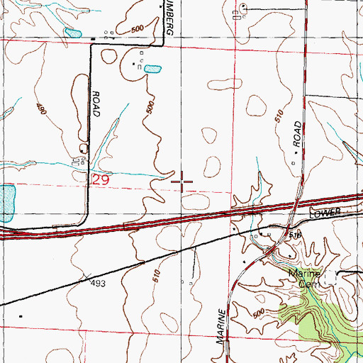 Topographic Map of Keeven Lake Dam, IL