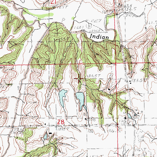 Topographic Map of Fretag Lake Dam, IL
