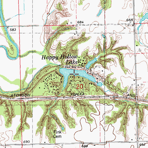 Topographic Map of Happy Hollow Lake, IL