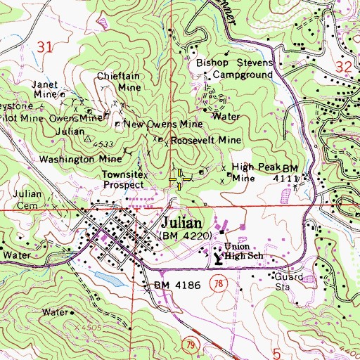 Topographic Map of Eagle Mine, CA