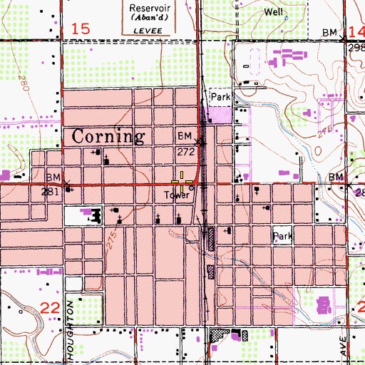 Topographic Map of Corning City Hall, CA