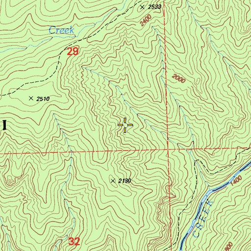 Topographic Map of Ishi Wilderness, CA