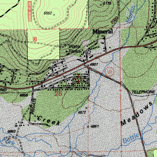 Topographic Map of Mineral Elementary School, CA