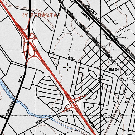 Topographic Map of Brookfield Village Park, CA
