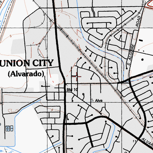Topographic Map of Alvarado Park, CA