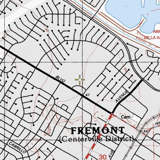 Topographic Map of American High School, CA