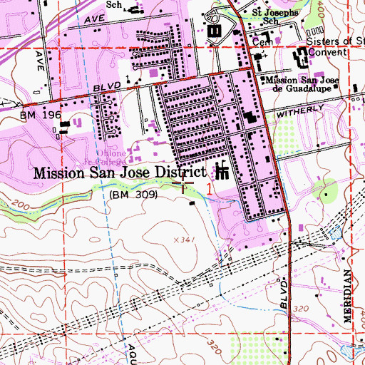 Topographic Map of Mission San Jose Park, CA