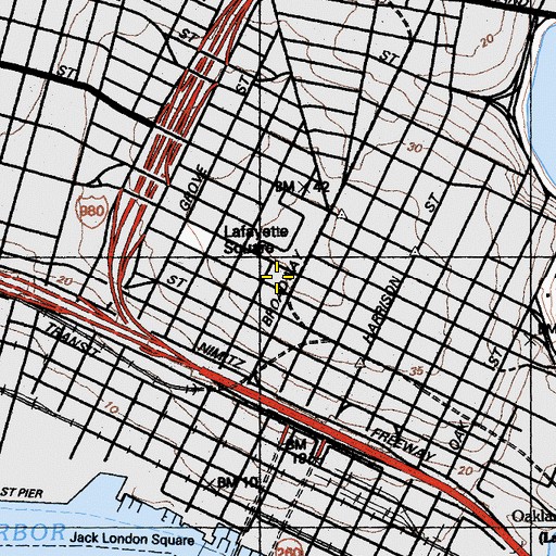 Topographic Map of Oakland Convention Center, CA