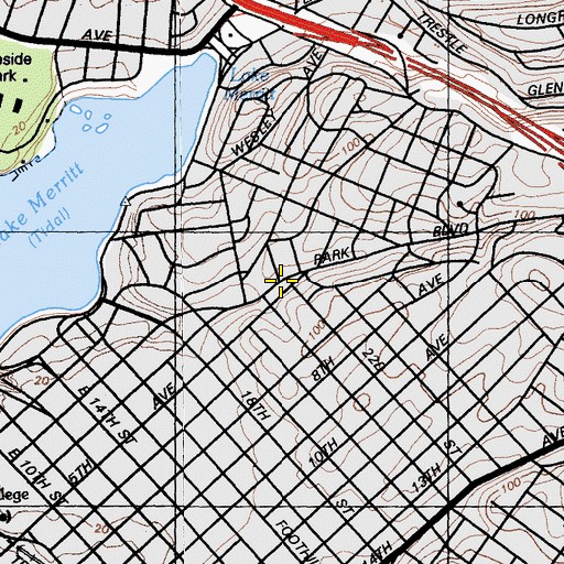 Topographic Map of Park Boulevard Plaza, CA