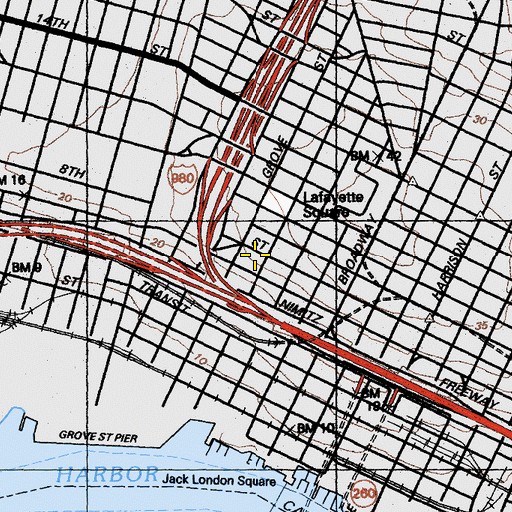 Topographic Map of Saint Marys Roman Catholic Church, CA