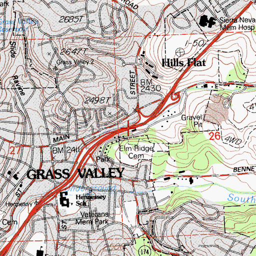 Topographic Map of Crown Point Mine, CA