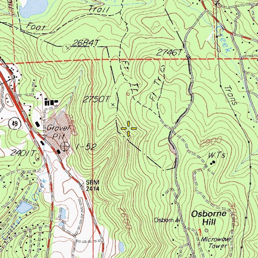 Topographic Map of Daisy Hill Mine, CA