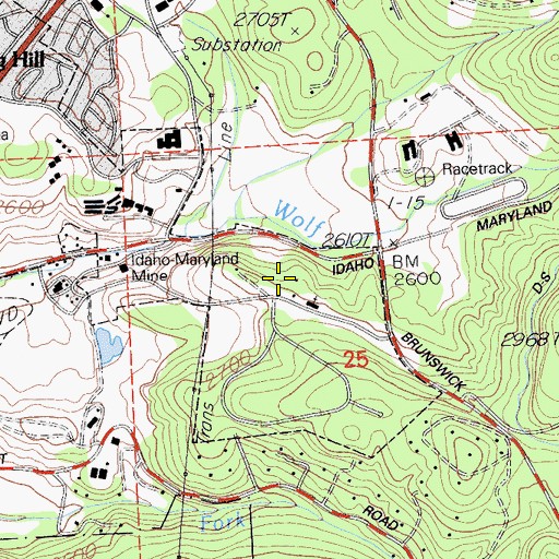 Topographic Map of Maslin Shaft, CA