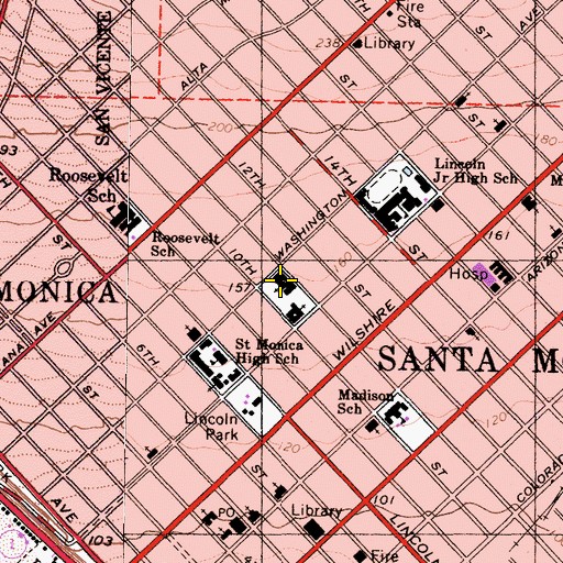 Topographic Map of First United Methodist Church of Santa Monica, CA