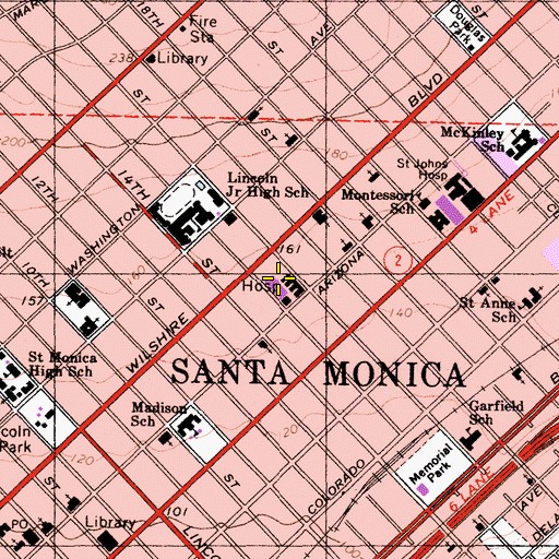 Topographic Map of Santa Monica University of California Los Angeles Orthopaedic and Medical Center, CA