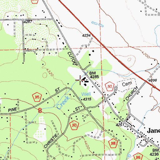 Topographic Map of Janesville Elementary School, CA