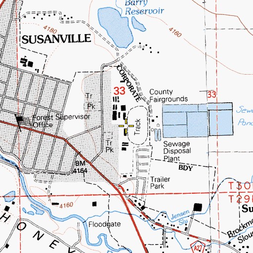Topographic Map of Lasen County Fairgrounds, CA
