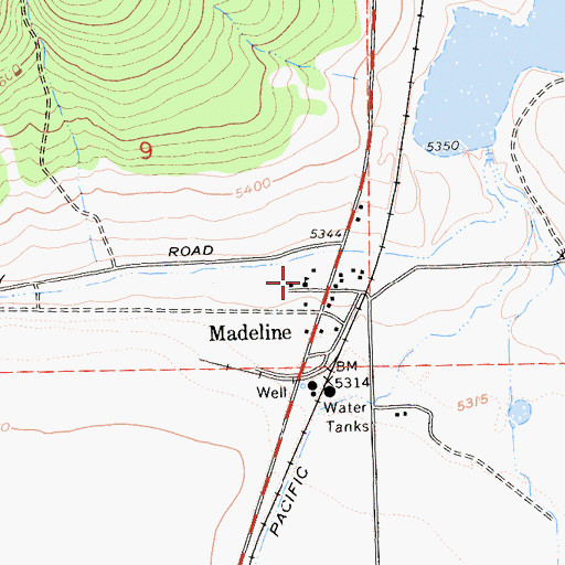 Topographic Map of Madeline School, CA