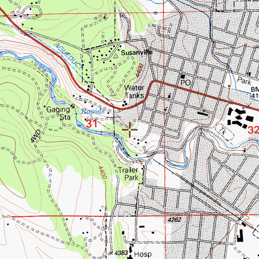 Topographic Map of Susanville Cemetery, CA