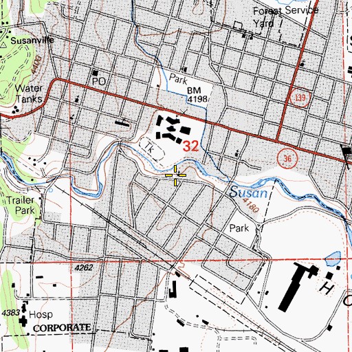 Topographic Map of Susanville Church of the Nazarene, CA