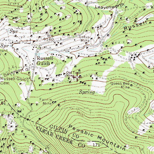 Topographic Map of East Pewabic Mine, CO