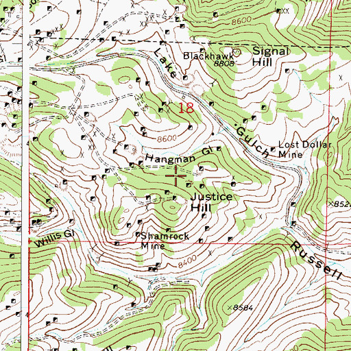 Topographic Map of Chemung-Belmont Mine, CO