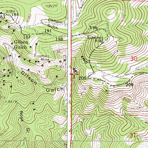 Topographic Map of Gold Medal Mine, CO