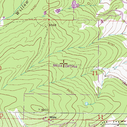 Topographic Map of Mesa-Cortina Trail, CO