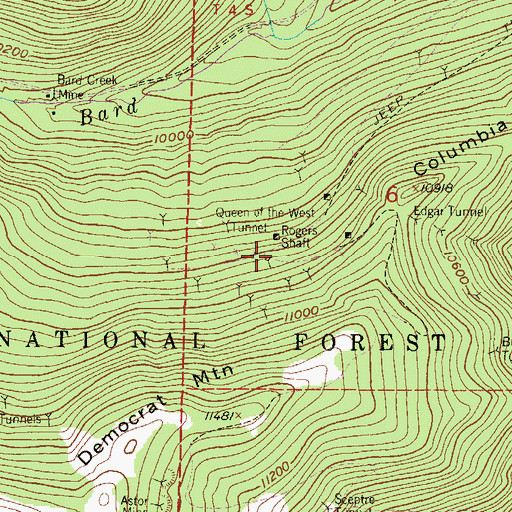 Topographic Map of Ramshorn Tunnel Mine, CO