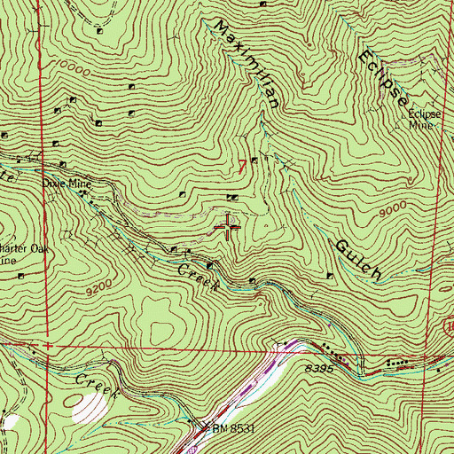Topographic Map of Black Lion Mine, CO