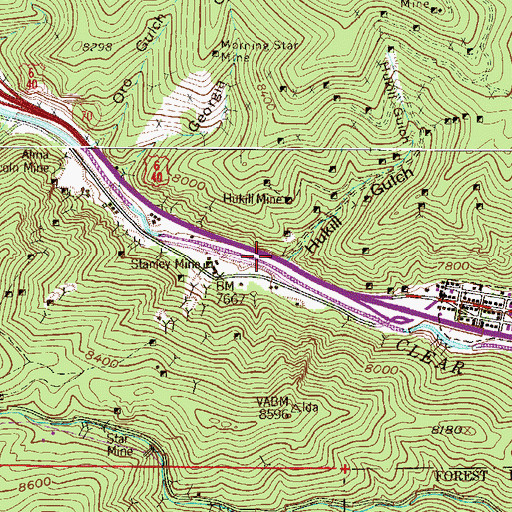 Topographic Map of Crockett Mine, CO