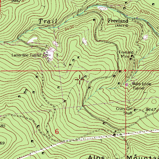 Topographic Map of Mint Shaft Mine, CO