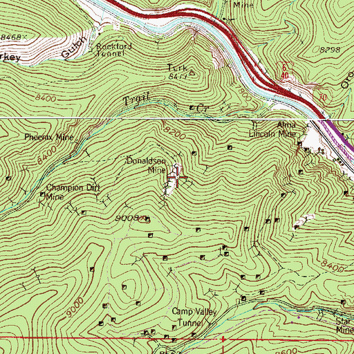Topographic Map of Mount Etna Tunnel Mine, CO