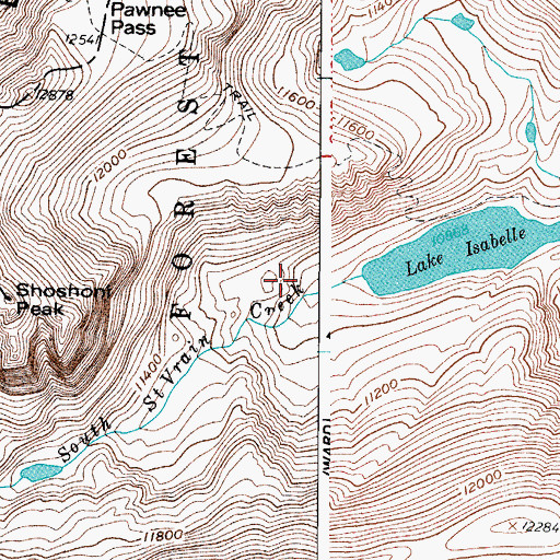 Topographic Map of Isabelle Glacier Trail, CO