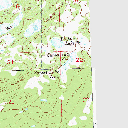 Topographic Map of Sunset Lake Number 2, CO