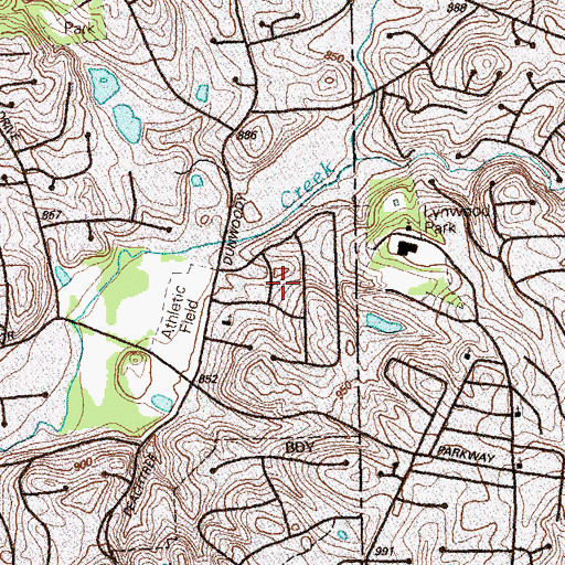 Topographic Map of Derby Hill, GA