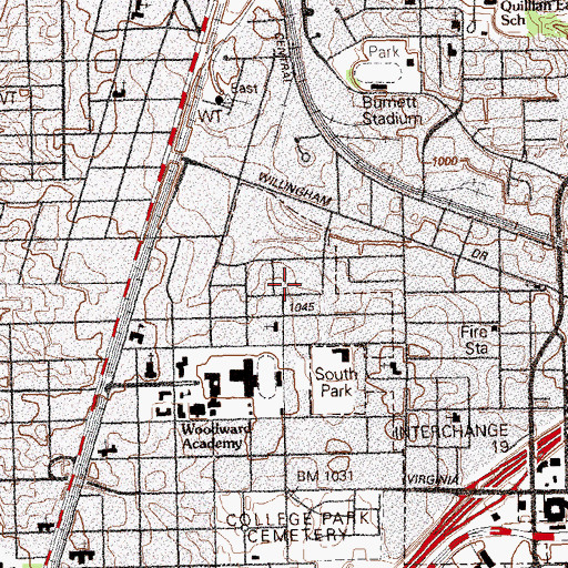Topographic Map of Elmwood, GA
