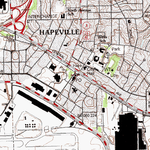 Topographic Map of Hapeville Post Office, GA