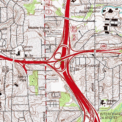 Topographic Map of Interchange 88, GA