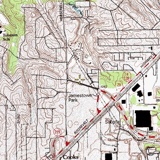 Topographic Map of Jamestown Plaza Shopping Center, GA